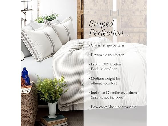Lush Decor Stripe Cotton Comforter Set, King