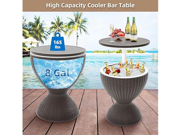Grey Patio Bar Side Table
