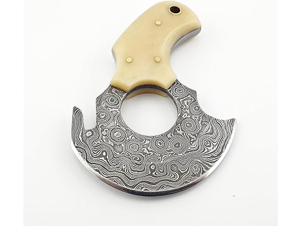 Vetus Skinning Knife Bone Handle Damascus