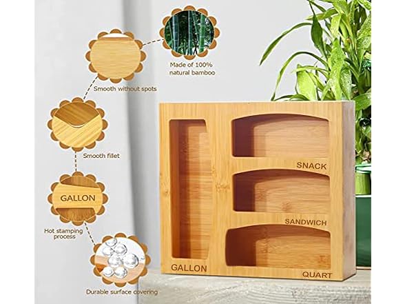 ono Ziplock Bag Organizer Bamboo
