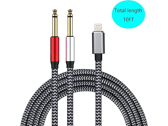 Lightning to Dual 6.35mm audio cable