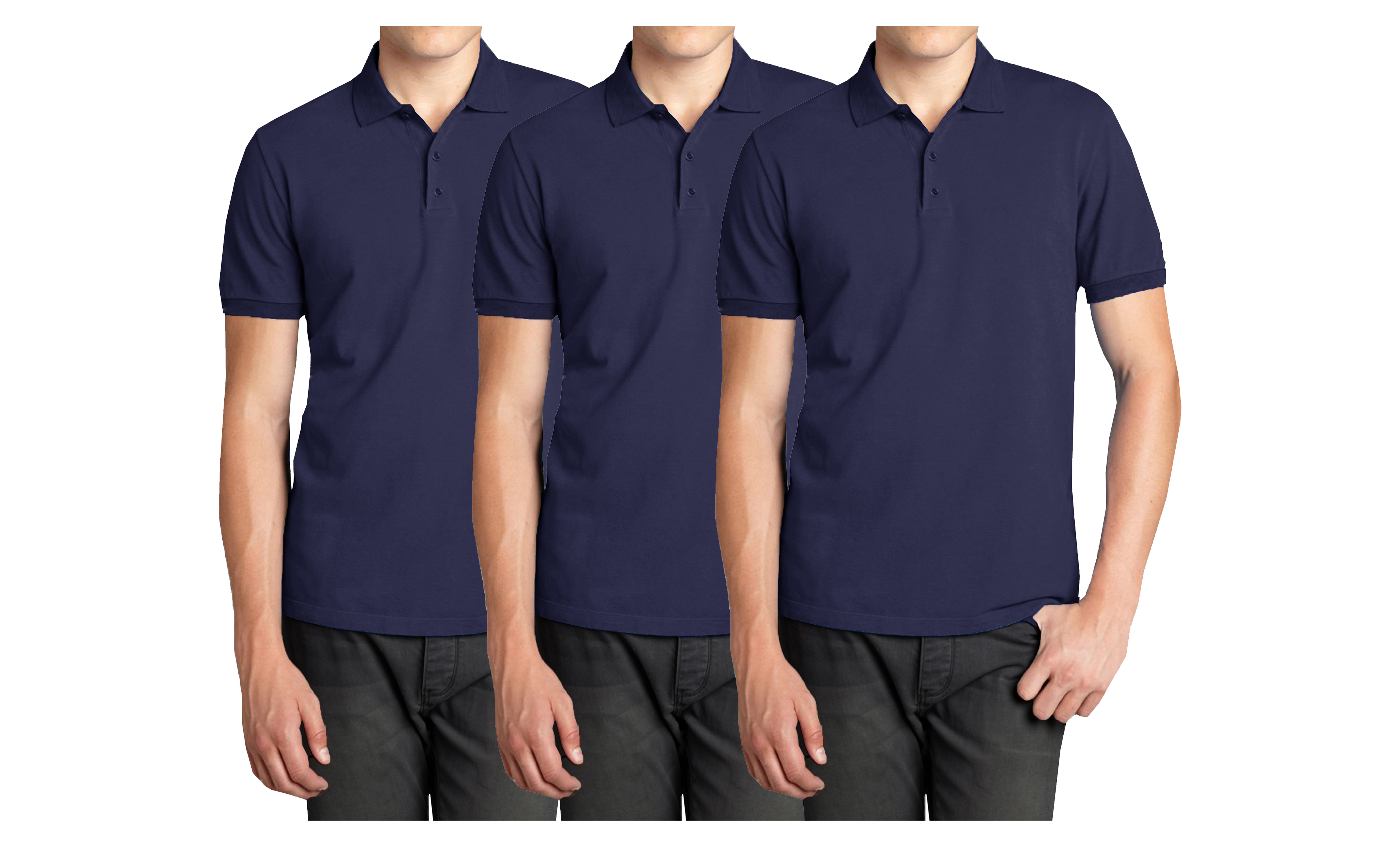Mens 3PK S/S Pique Polo Shirts - Gallery 24