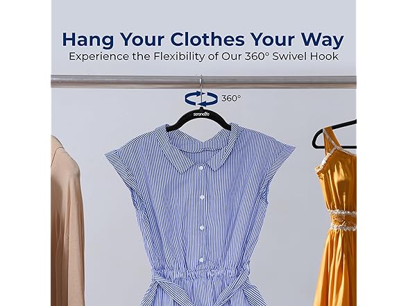 SereneLife Velvet Hangers 100 Pack Black