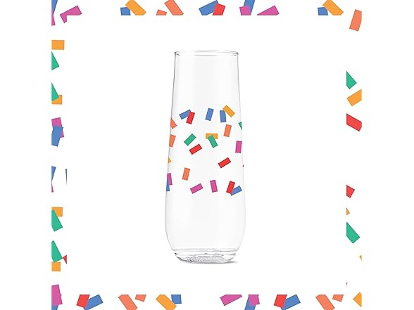 TOSSWARE 9oz Confetti Plastic Flute 6Pk