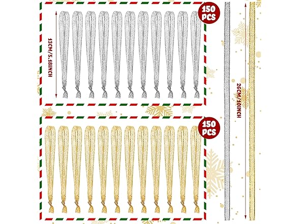 300pcs Christmas Ornament Ribbon Hangers