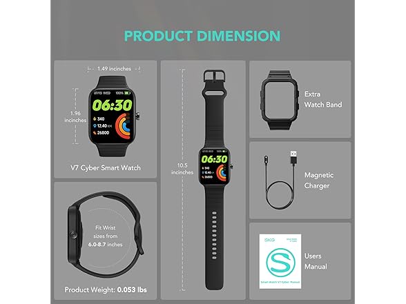 SKG 1.8" Smart Watch Alexa Built-in (Answer/Make Call)