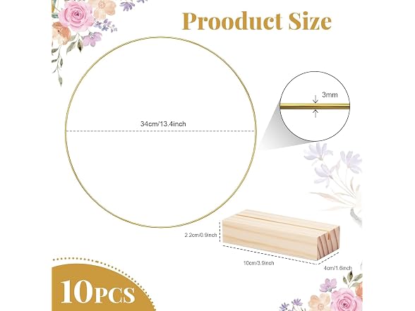 Sntieecr 10 PCS 13.4 Inch Metal Floral Hoop Stands