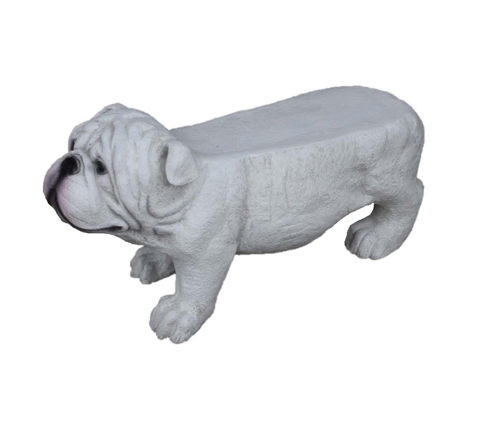 31" Cold Cast White Bulldog Bench - Gallery 2