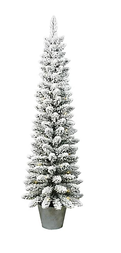 Santa's Workshop 5' Pre-Lit Flocked PVC Slim Tree - Gallery 2