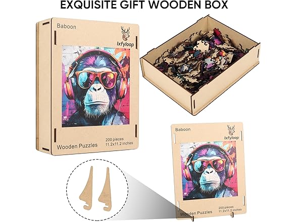 Ixfyloop Wooden Puzzles for Adults, Baboon
