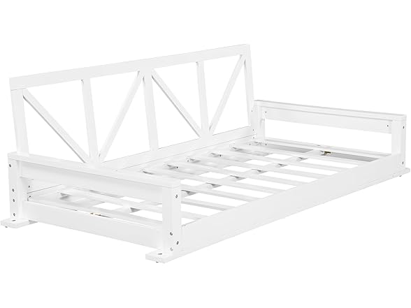 Merax Acacia Wood Twin Size Patio Swing Bed