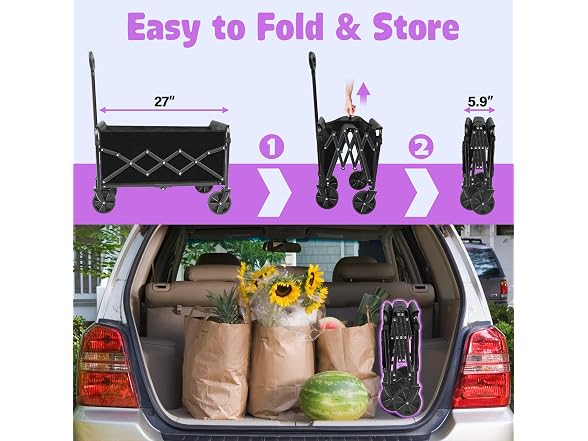 Wagon Cart Foldable,360Lbs Collapsible