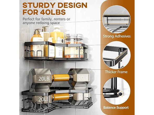 MAXIFFE 3-Pack Corner Shower Caddy Steel
