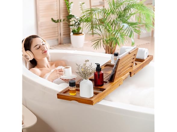 Fun Memories Teak Bathtub Tray - Luxury Bath Tray