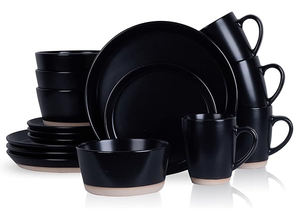 Stone Lain Jules 16Pc Black Dinnerware Set