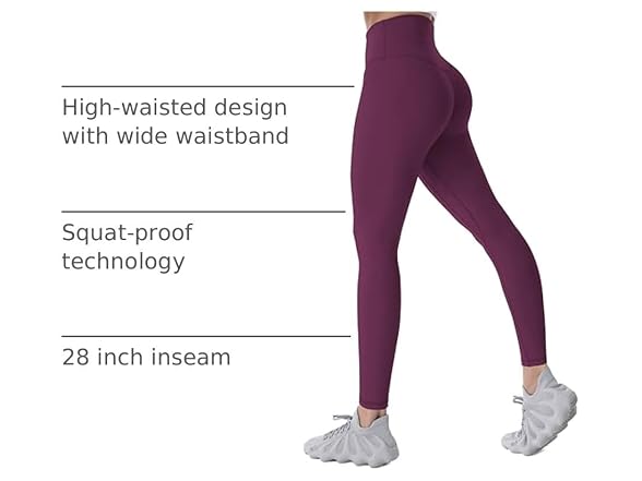 Sunzel Womens Leggings 28in M Black Cherry