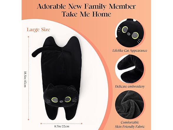 GEOPAI Microwave Heating Pad Large Black Cat