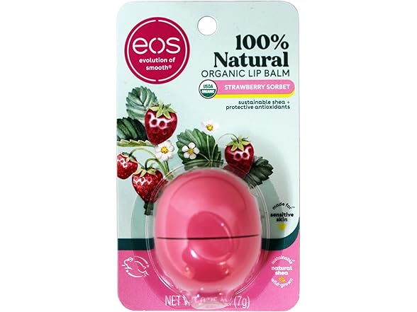 Eos, Lip Balm Strawberry Organic, 0.25 Ounce