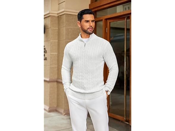 Coofandy Men (XXL) Half Zip Sweater Slim Pullover