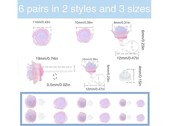 AGNURCADE 3D Rose Flower Earrings