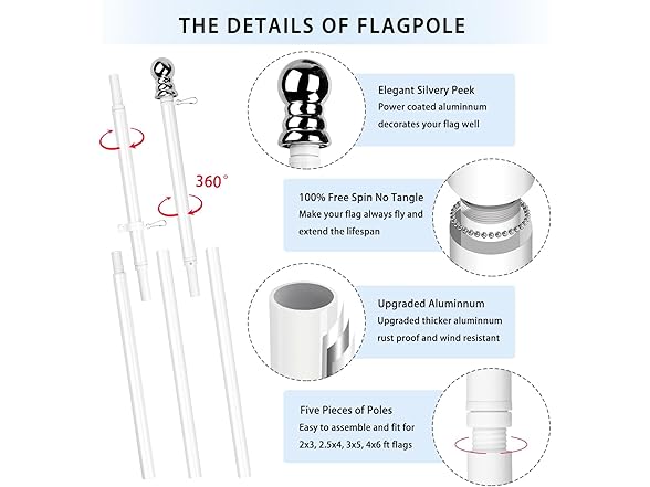 XIFAN American Flag Poles for Outside