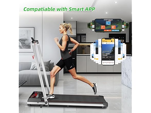 NAYSAYE Walking Pad Treadmill, black with screen