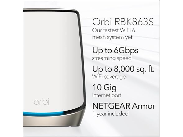 NETGEAR Orbi Tri-Band WiFi 6 Mesh Network System (RBK863S) - Gallery 2