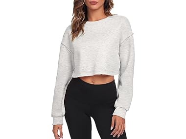 $6.99, Was $49.99, 86% Off! Fkeep Women Cropped Sweatshirts Long Sleeves Tops dealfomo