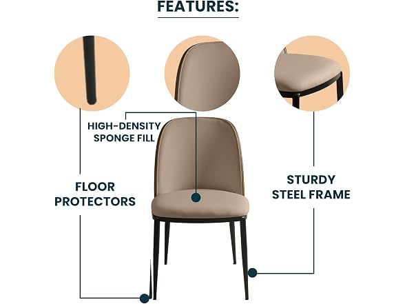 LeisureMod TCWN18BG2 Tule Dining Chair Walnut/Beige