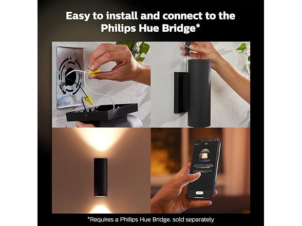 Philips Hue Appear Outdoor Smart Wall Light, Black