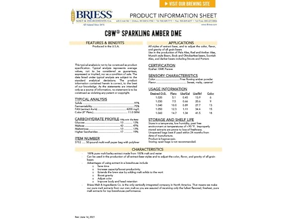  Briess Sparkling Amber Dry Malt Extract