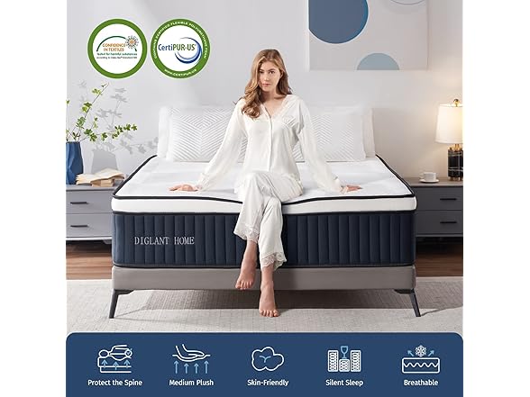 DIGLANT 14 Inch Hybrid Mattress Full