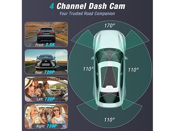 Tehclife 4 Channel 2.5K Dash Cam