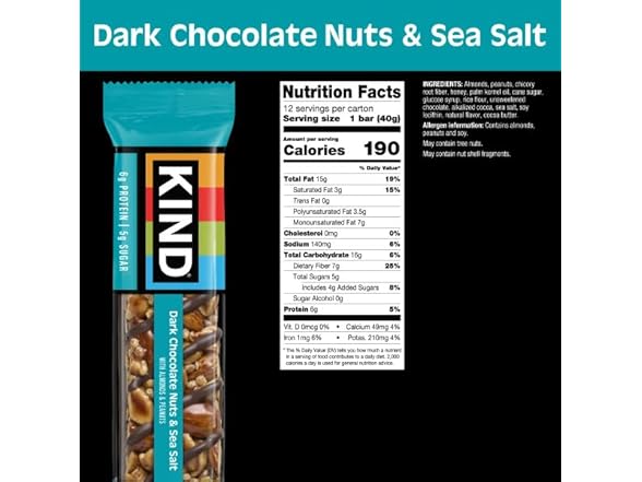 12CT KIND Nut Bars, Dark Chocolate Nuts & Sea Salt