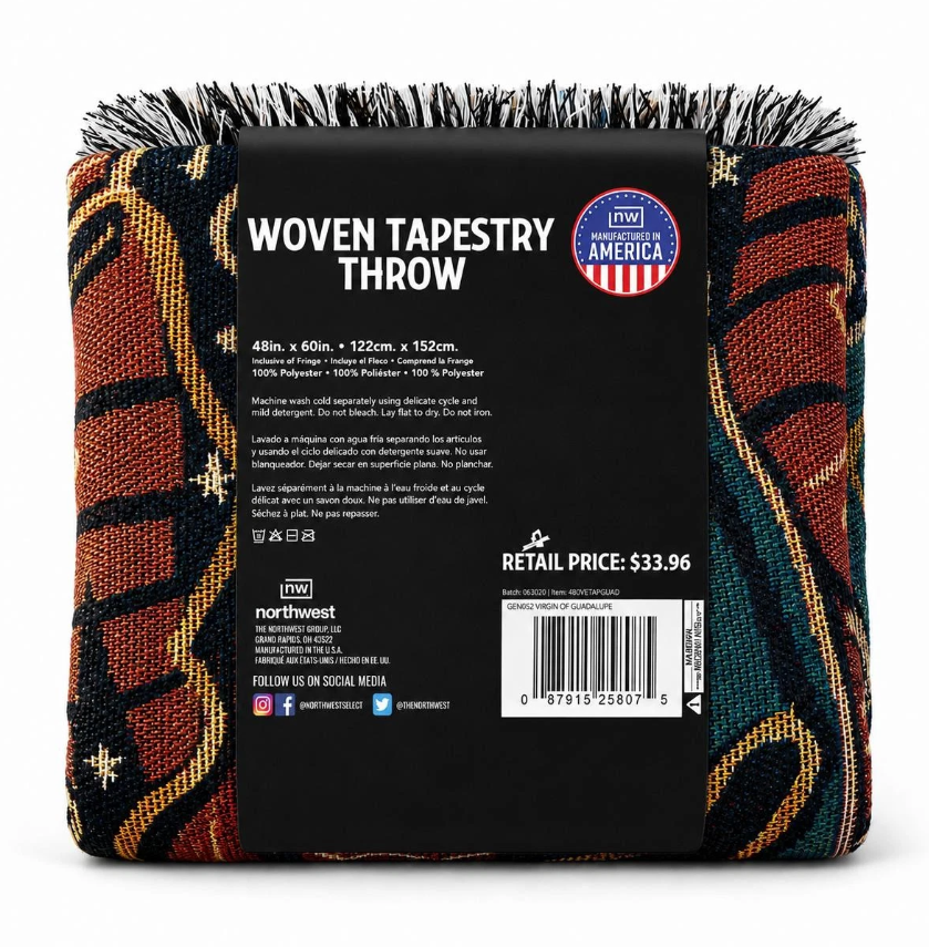 Virgin Guadalupe Woven Tapestry Blanket  - Gallery 4