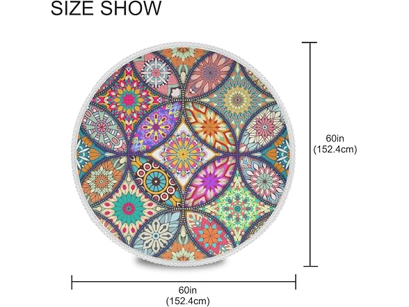Qilmy Boho Mandala Native Round Table Cloth