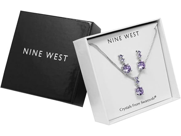Nine West Women Purple Necklace Earrings Set - Gallery 4