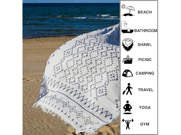 Turkish Beach Towel Oversized 37x72, Quick