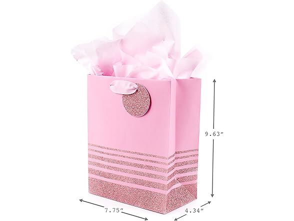 Hallmark Pink 9" Gift Bag w/Tissue Paper