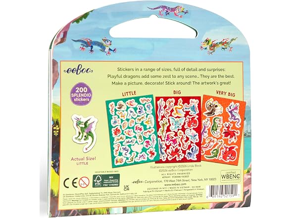 eeBoo Dragon Stickers, 180 Stickers