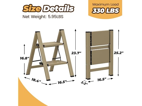 HBTower 2 Step Ladder Aluminum Folding