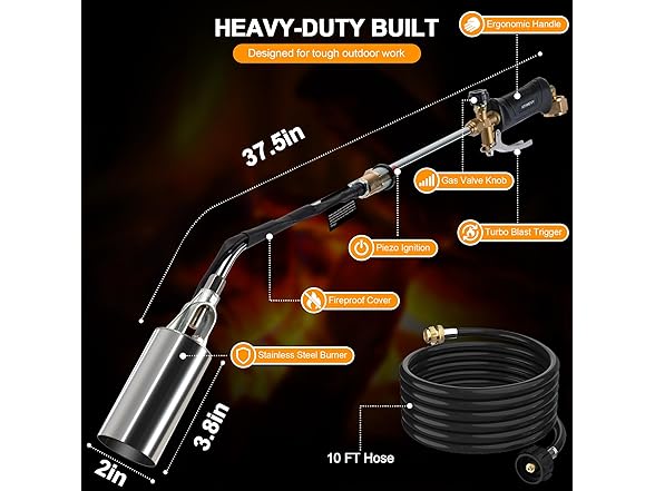 Athnevy FA0601 Propane Torch Kit Heavy Duty Weed Burn