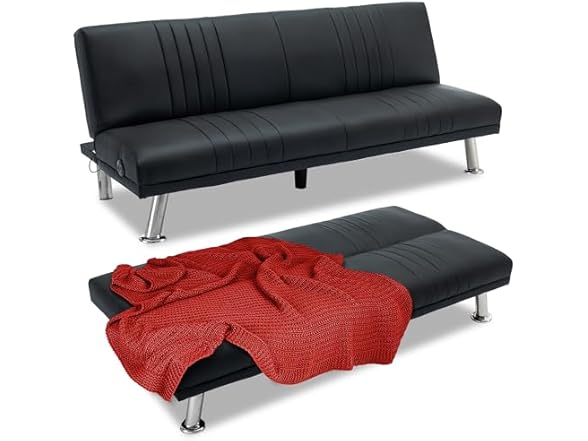 VECELO Modern Couch Bed, Convertible Sof