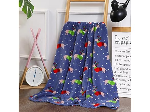 Elegant Comfort Velvet Christmas Prints Fleece Blanket