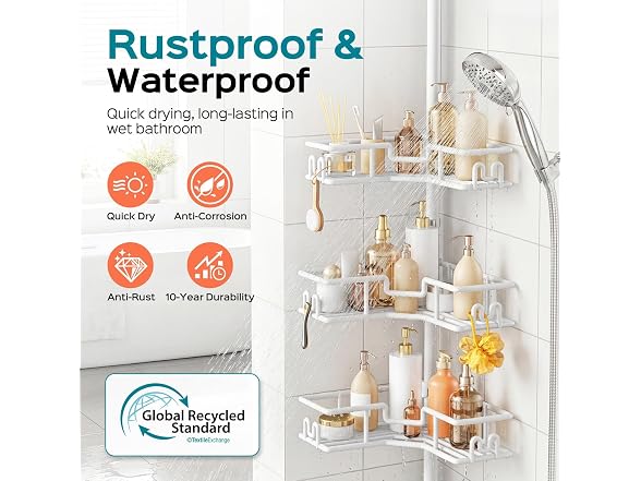 HAMITOR Corner Shower Organizer