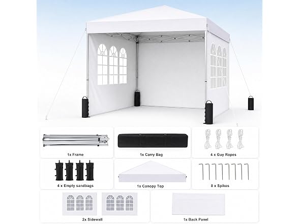 SANWAY 10x10 Pop Up Canopy with Sidewall,White