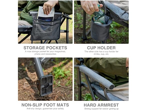 EVER ADVANCED Grey Padded Camping Chair 2 Pack