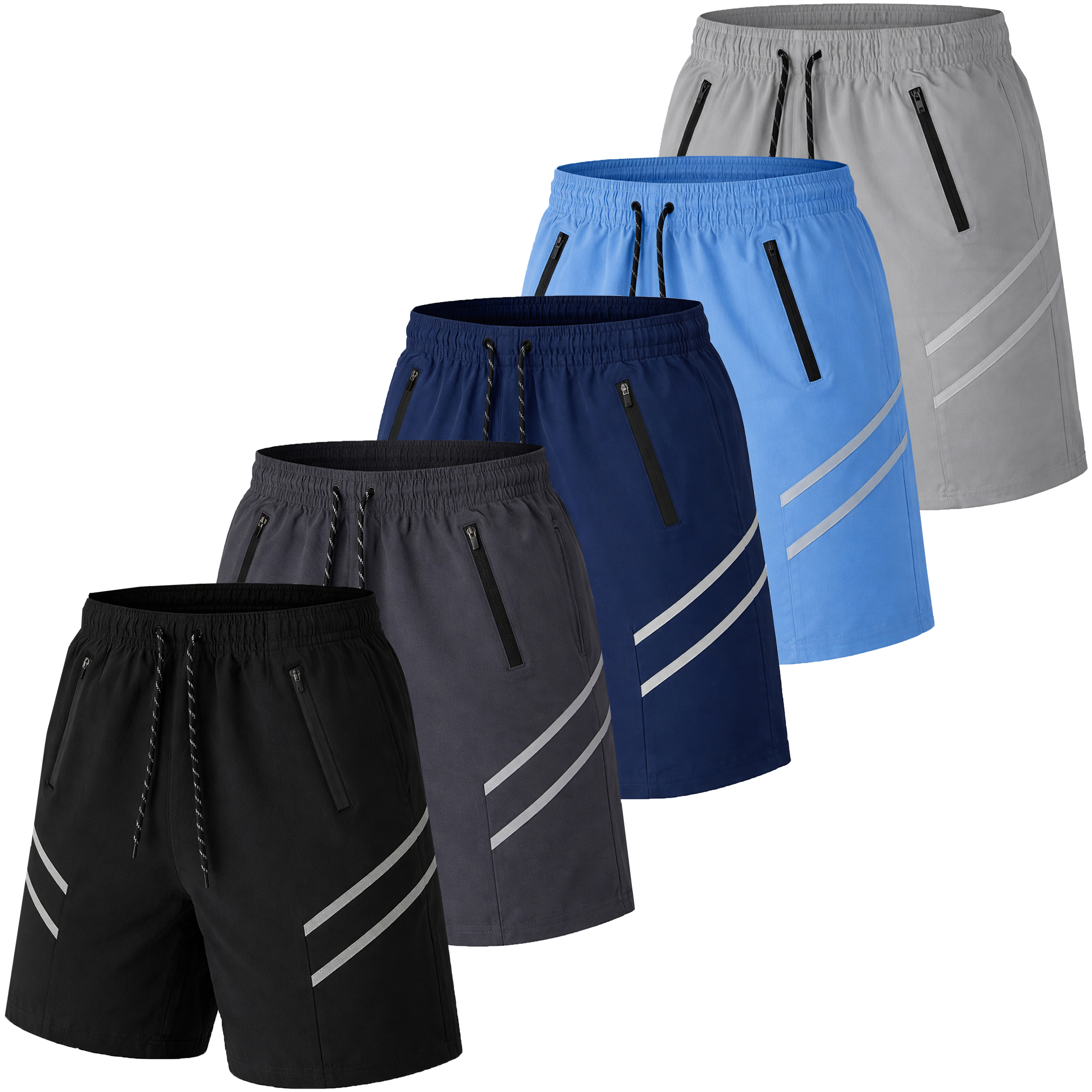 5Pk Mens Training Shorts w/ Dual Trim - Gallery 6