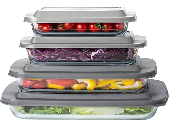 8 Pc Glass Baking Dish Set with Lids