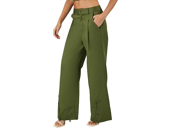 Forever 21 (S) Button-Hem Wide-Leg Cypress Pants